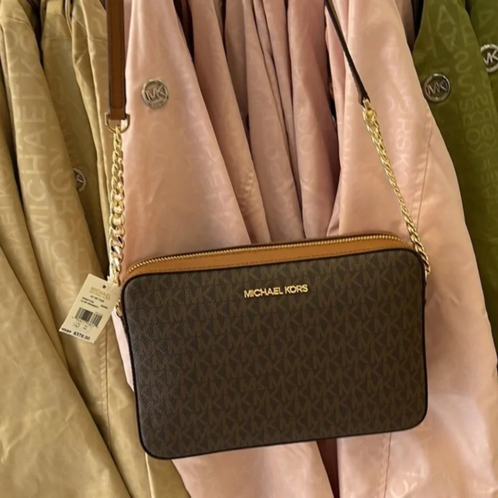 Michael Kors Large Jet Set Item East West Crossbody Brown - Picture 15 of 16